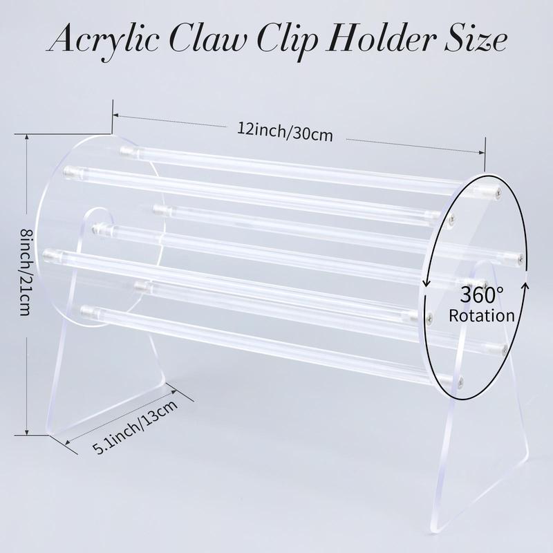 Clear Acrylic Hair Claw Storage Rack, 1 Count Rotatable Hair Clip Storage Holder, Summer Gifts Home Bedroom Desktop Storage Organizer