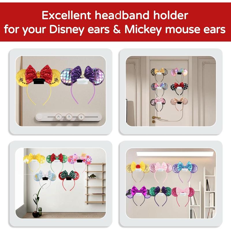 Hat Rack for Wall (14-Pack) Headband Holder for Disney Mickey Ear, Adhesive Hat Hooks No Drilling Hat Organizer Cowboy Hat Holder, Strong Hat Hanger to Display for Door, Closet (White)