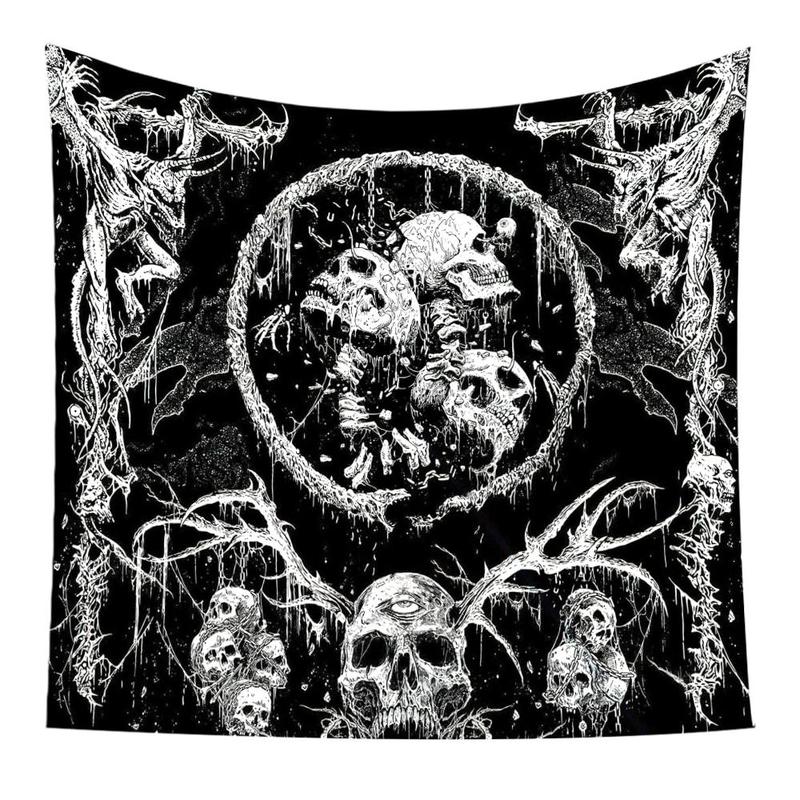 Gothic Skull Pattern Tapestry Wall Art, Halloween Decor Wall Hanging Blanket for Home Party Decoration, Wall Decor for Home Living Room Bedroom Dormitory