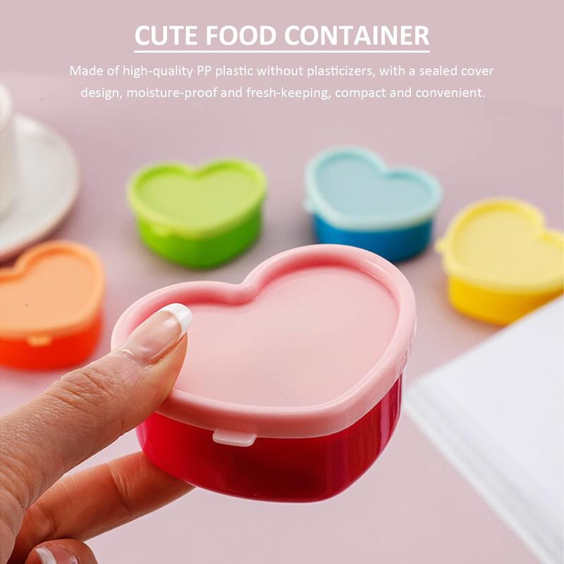 Heart Shaped Storage Box, 5 Counts set Mini Portable Sauce Seasoning Snack Storage Box with Lid, Kitchen Spice Storage Box for Home Picnic Dining Room Barbecue