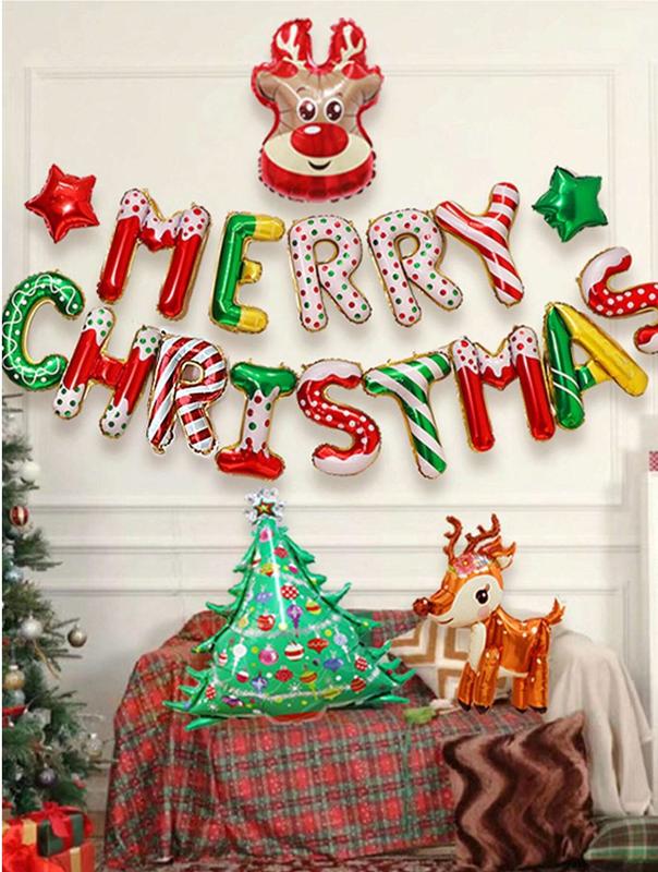 Christmas Decoration 1set Merry Christmas Letter Balloon For Holiday Party Decoration