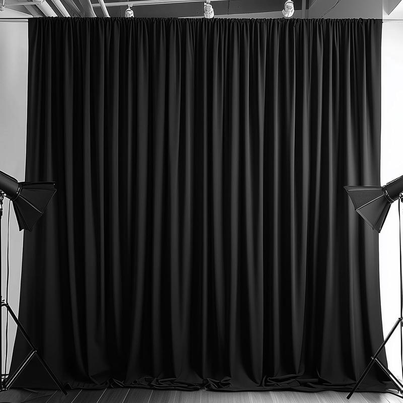 202410x10FT Black Backdrop Curta for Parties Wrinkle Free Black Curta Backdrop Drapes Soft Fabric Decoration for Birthday Wedding Party Photo Photography Background 5ft x 10ft, 2 Panels