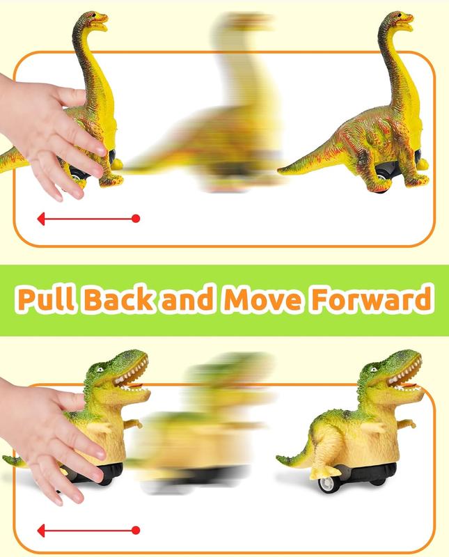 4 Pack Dinosaur Pull Back Cars Toys, Toddler Stocking Stuffers Easter Basket Egg Fillers Easter Gifts Montessori Toys Stocking Stuffers for Kids Boys Girls Ages 2-4, 3-5, 4-8