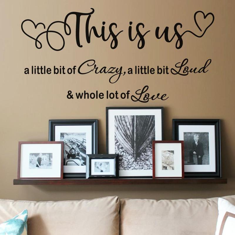 This Is Us Letter & Heart Pattern Wall Decal, Creative Slogan Wall Sticker, Wall Decorative Sticker for Home Living Room Bedroom, Home Decor