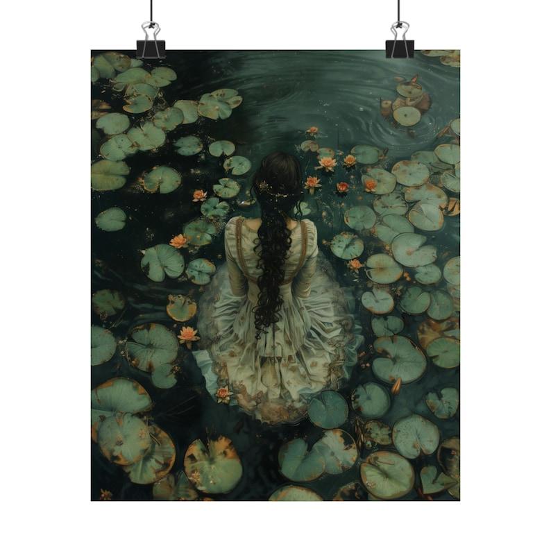 Ophelia Dark Academia Print - The Lake, Goth Moody Victorian Wall Art, Dark Decor Aesthetic, Dark Cottagecore, Gothic Prints into lake free ship, fast ship