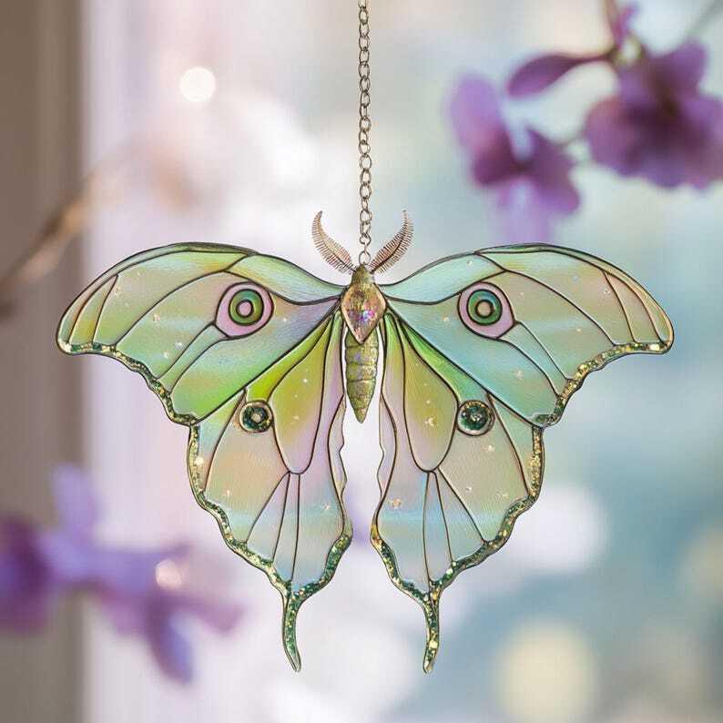 Spanish luna moth butterfly ACRYLIC Ornament, acrylic window hangings, unique Christmas gift, gift for mom,handmade gift,modern home decor