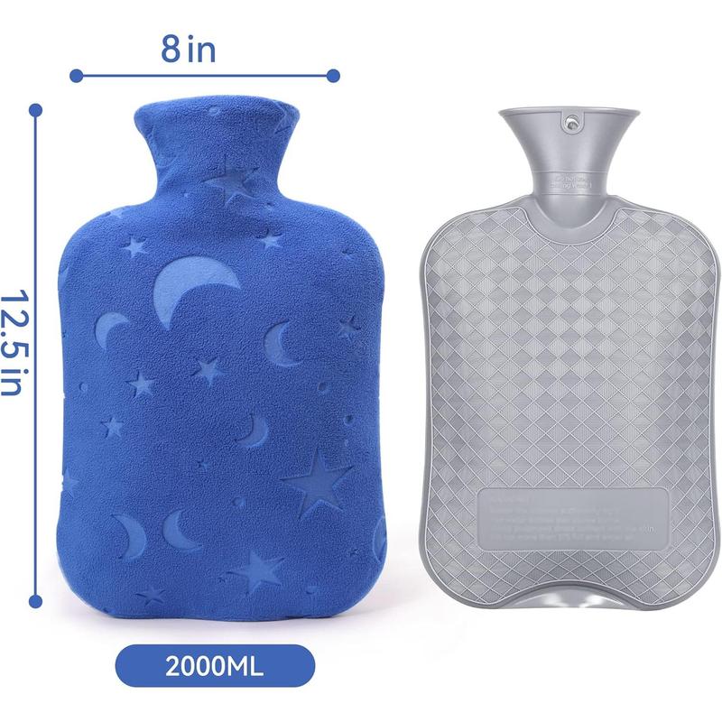 Hot water bottle with soft cover, 2L hot water bottle for menstrual cramps, neck and shoulder pain relief