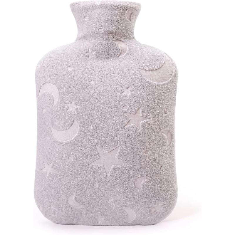 Hot water bottle with soft cover, 2L hot water bottle for menstrual cramps, neck and shoulder pain relief