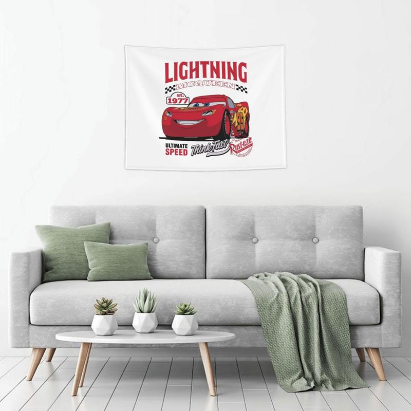 Retro Lightning McQueen Cars Tapestry Hippie Polyester Wall Hanging Room Decor Yoga Mat Psychedelic Tapestries