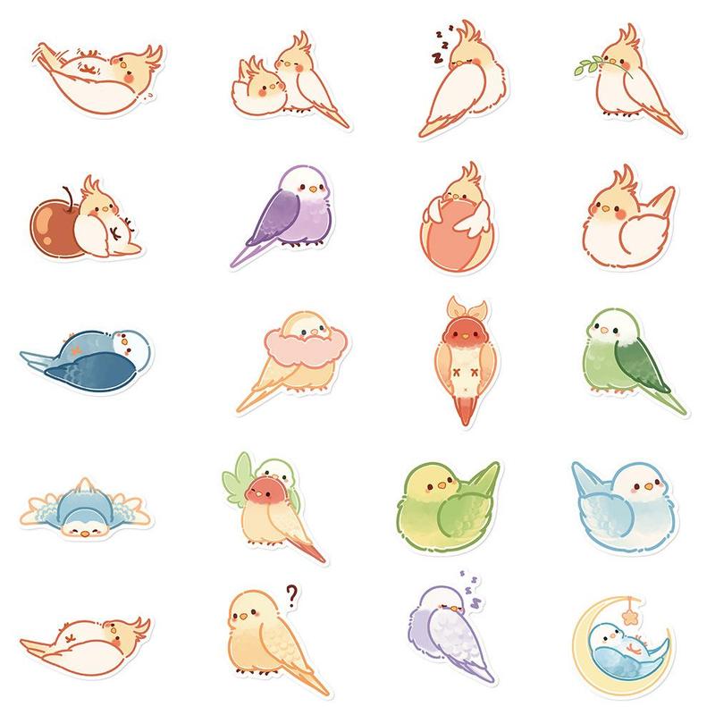 Cute Bird Pattern Sticker, 40pcs set Waterproof Decorative Sticker, Decor Decal for Water Bottle, Laptop, Phone Case, Scrapbook, Journal Making