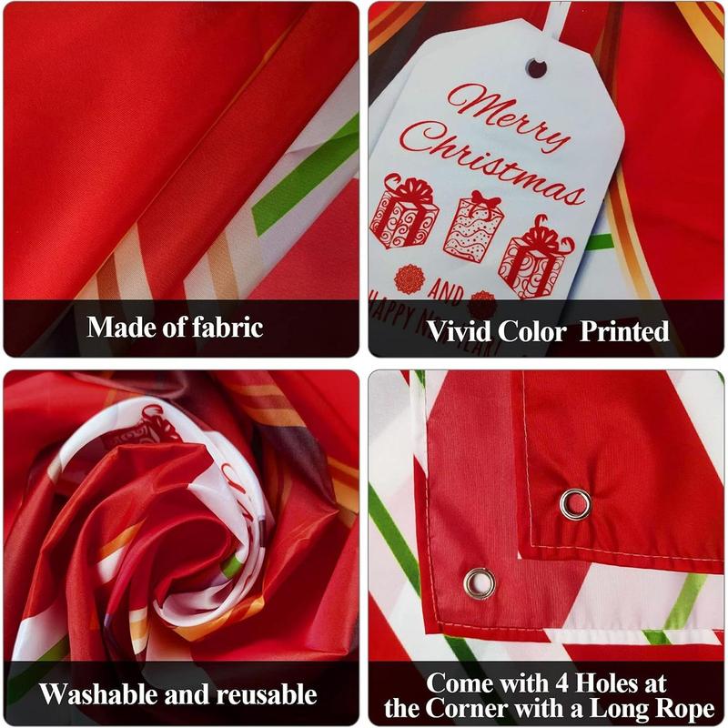 Christmas Door Cover Decoration Merry Box Bowknot Photography Backdrop Outdoor Sign for Home Wall Indoor Outdoor Party 35.4''*78.7''(Red)