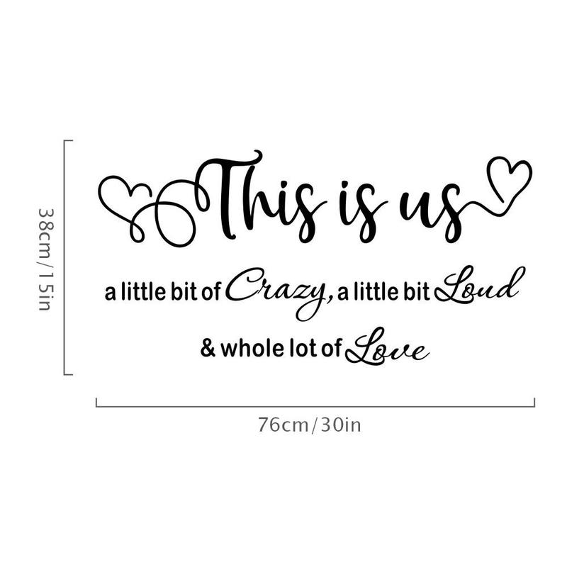 This Is Us Letter & Heart Pattern Wall Decal, Creative Slogan Wall Sticker, Wall Decorative Sticker for Home Living Room Bedroom, Home Decor