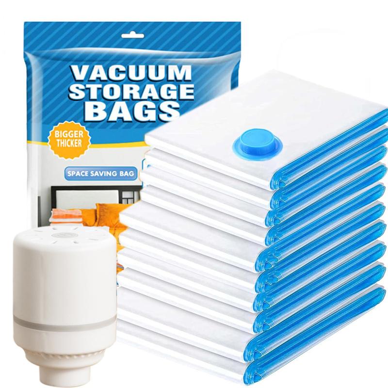 10 Vacuum Storage Bags with Electric Pump,Vacuum Sealed Storage Bags ,Space Saver Vacuum Seal Bags for Clothing, Comforters,Pillows, Towel, Blanket Storage, Bedding,Travel, Closet