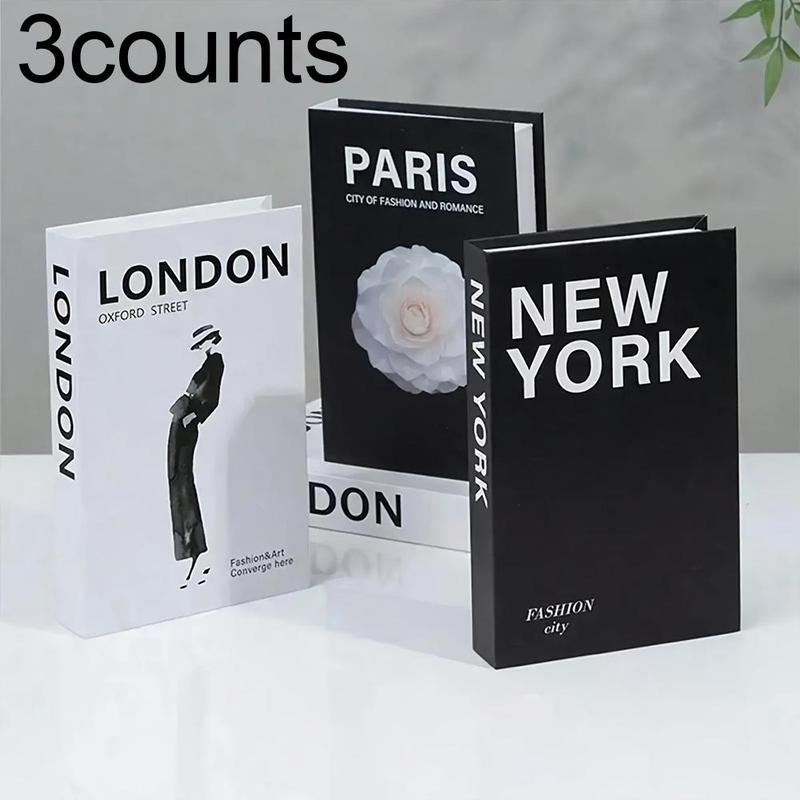 Christmas Modern Foldable Fake Book (3counts), City Theme Fake Book, Book Shaped Photo Props, Desktop Ornaments for Home Decor, Halloween Decor, Men Gifts