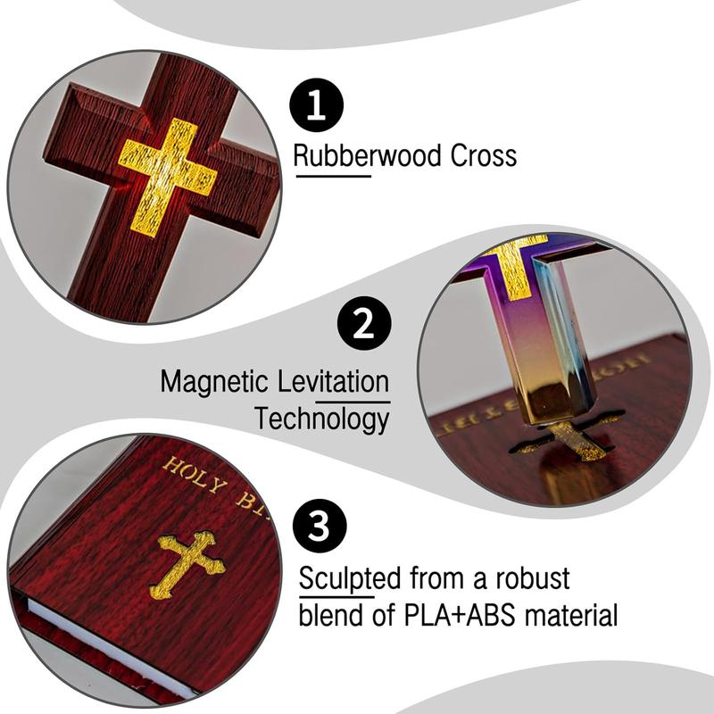 Magnetic Floating Cross Lamp with RGB Color-Changing Lights - Perfect for Home, Office, and Religious Decor