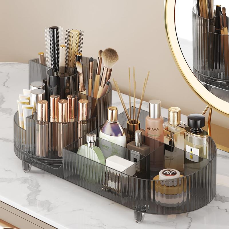 Makeup Organizer Countertop Rotating Makeup Organizer for Vanity Large Capacity Cosmetic Display Case with Makeup Brush Holder Cosmetic Organizer Countertop Boxes