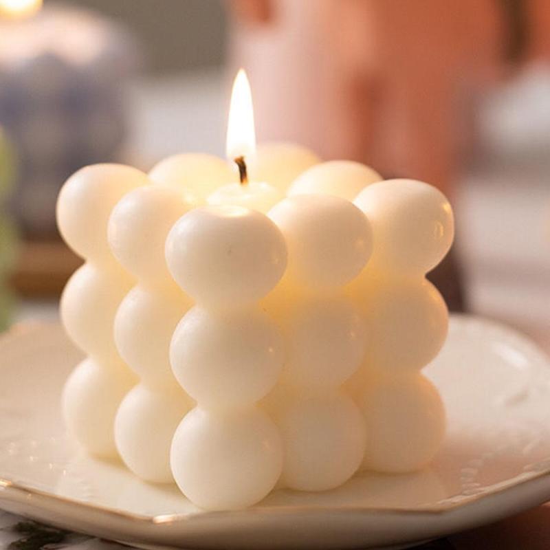 3D Bubble Cube Shaped Aromatherapy Candle, Creative Decorative Candle, Decorative Ornaments for Home Party Wedding