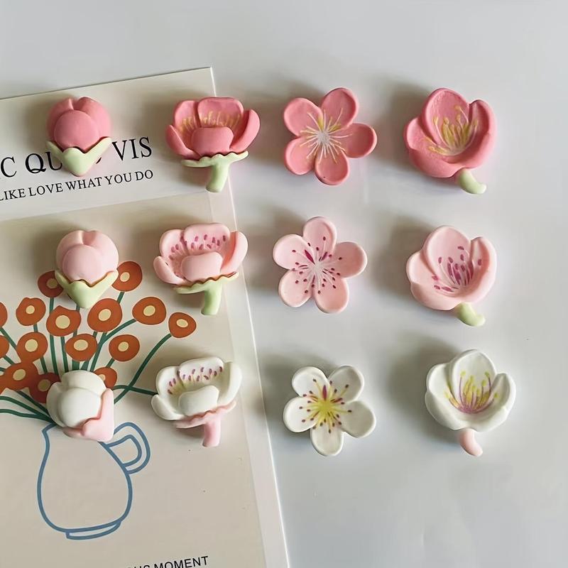 Flower Design Refrigerator Magnet, 12pcs set Cute Flower Shaped Magnet, Decorative Magnet for Home Kitchen Refrigerator, Dormitory, Office, Apartment