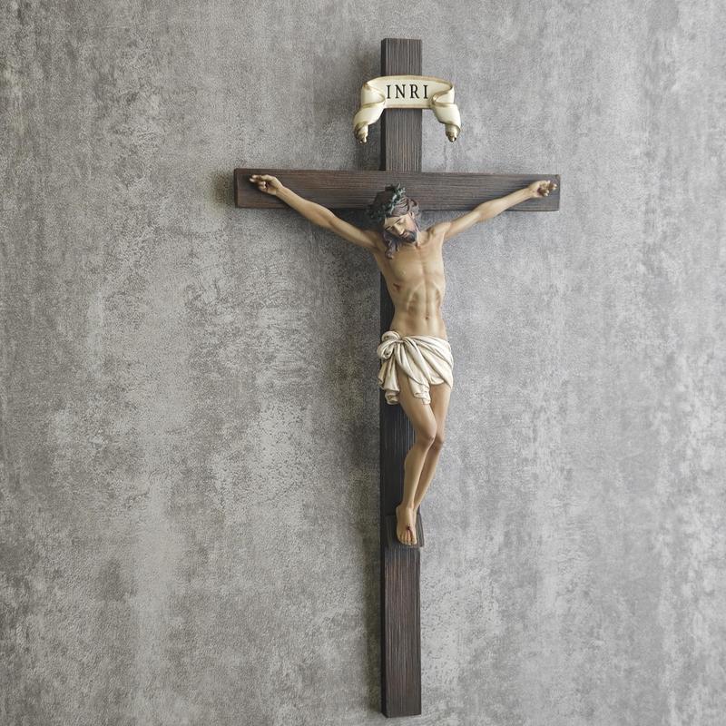 The BC Catholic Crucifix Wall Cross is a beautiful piece of religious art. It serves as a Jesus Christ wall decor for your home altar.