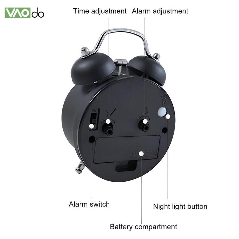 Alarm Clock, 1 Count Loud Alarm Clock, Twin Bell Analog Clock, Battery Operated Round Clock with Backlight for Bedroom