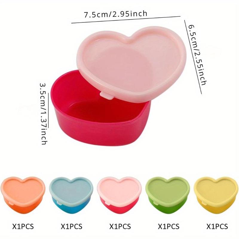 Heart Shaped Storage Box, 5 Counts set Mini Portable Sauce Seasoning Snack Storage Box with Lid, Kitchen Spice Storage Box for Home Picnic Dining Room Barbecue