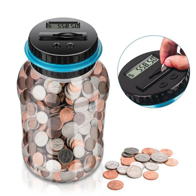 Digital Counting Saving Challenge Coin Bank, Coin Storage Jar without Battery, Money Saving Bottle for Boys Girls Gifts,  Money Jar Room Decor Summer Gift, Boyfriend Gifts, Fall Decor