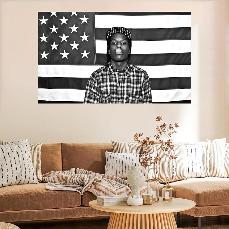 Asap Rockys Flag 3x5Ft Wall Banner HD Printing Wall Tapestry for Room College University Dorm Guys Rapper wall Decorations meme Gift