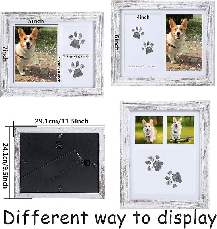 Dog Paw Print Kit Frame - Pet Memorial Picture Frame with Pawprints - Dog or  Paw Print Kit, Pet Keepsake Picture Frame for Pet Love Dog Memorial Gifts for Paw Print Frame, Sympathy Gift