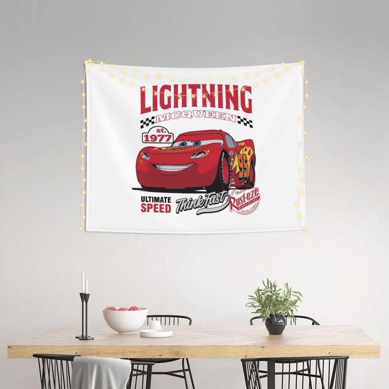 Retro Lightning McQueen Cars Tapestry Hippie Polyester Wall Hanging Room Decor Yoga Mat Psychedelic Tapestries