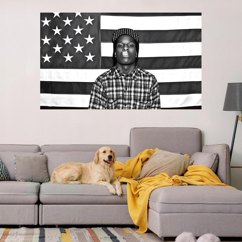 Asap Rockys Flag 3x5Ft Wall Banner HD Printing Wall Tapestry for Room College University Dorm Guys Rapper wall Decorations meme Gift