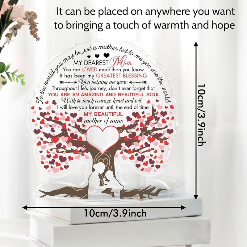 Love Tree Design Acrylic Ornament, Birthday Gift for Mom, Creative Letter Pattern Desktop Decoration, Meaningful Gift for Mom, Home Decor