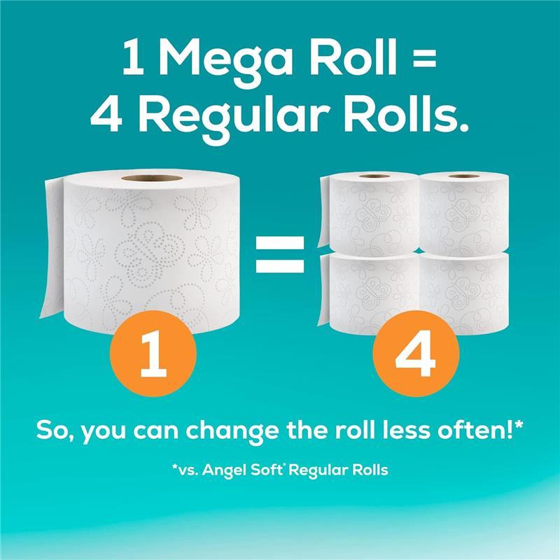 Angel Soft Toilet Paper Mega Rolls - 4 Pack = 16 Regular Rolls, 320 Sheets, 2-Ply