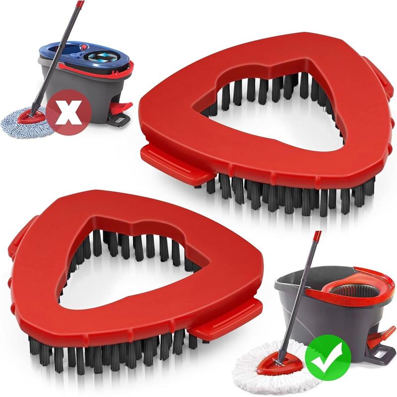 Scrubber Mop , 2 count Scrub Brush Attachments for O-Cedar EasyWring 1 Tank System, Triangle Spin Mop Hard Bristles Cleaning Brush Replacement Accessories for Bathroom Kitchen Pool Tile Floor