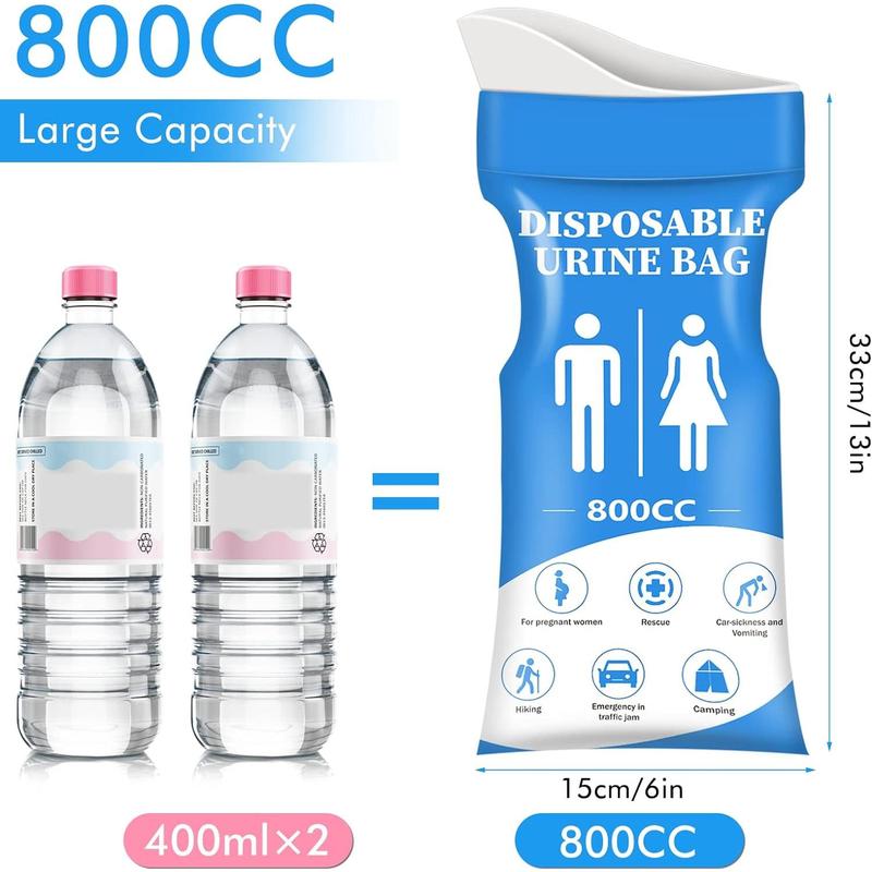 Disposable Urine Bag, 12 24 Pee Bags for Travel for Women Men, 800ML Emergency Portable Urinal Bag and Vomit Bags, Unisex Urinal Bag for Camping, Traffic Jams, Pregnant, Patient