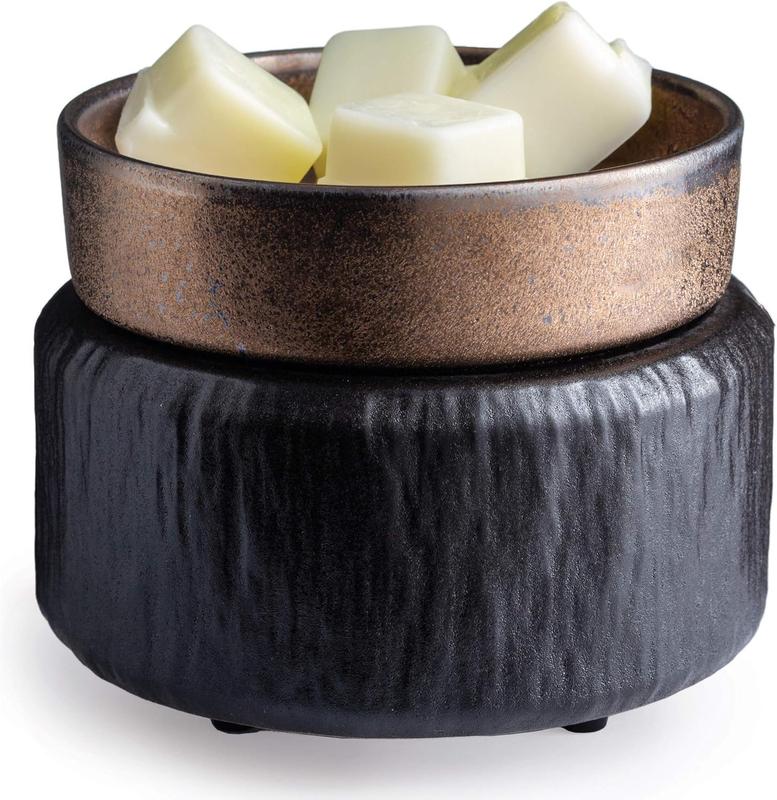 ETC 2-in-1  and Fragrance Warmer for Warming Scented s or Wax Melts and Tarts with to Freshen Room, Primitive Black and Bronze