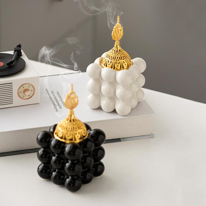 Square Ceramic Incense Burner, Modern Desktop Incense Burner, Home Fragrance Holder for Home Office Desktop Decoration, Festival Decoration