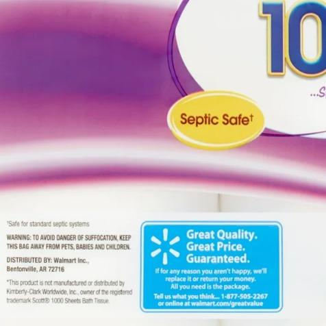 Great Value 1000 Bath Tissue Rolls, 16 Rolls