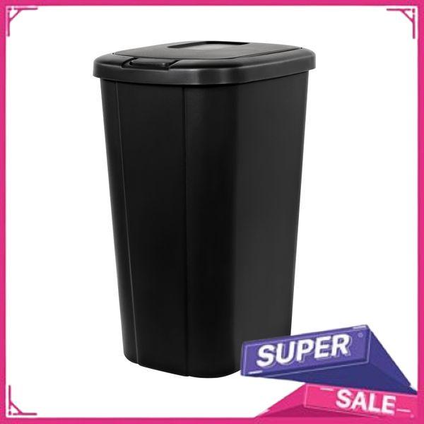 Hefty 13.3 Gallon Trash Can, Plastic Touch Top Kitchen Trash Can, Black