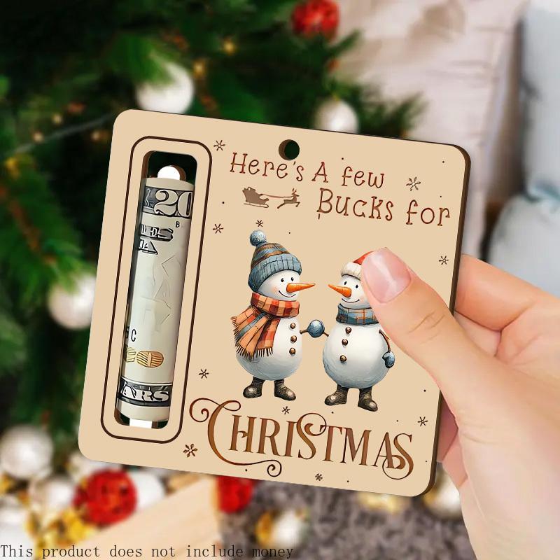 Christmas Money Holder, 1 Count Snowman Design Wooden Hanging Ornament, Cash Decoration for Home Party Festival, Christmas Decor