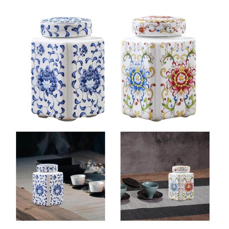 Ceramic Ginger Jar Porcelain Temple Jar Chinese  with Bottles  Canister Tin Organiser