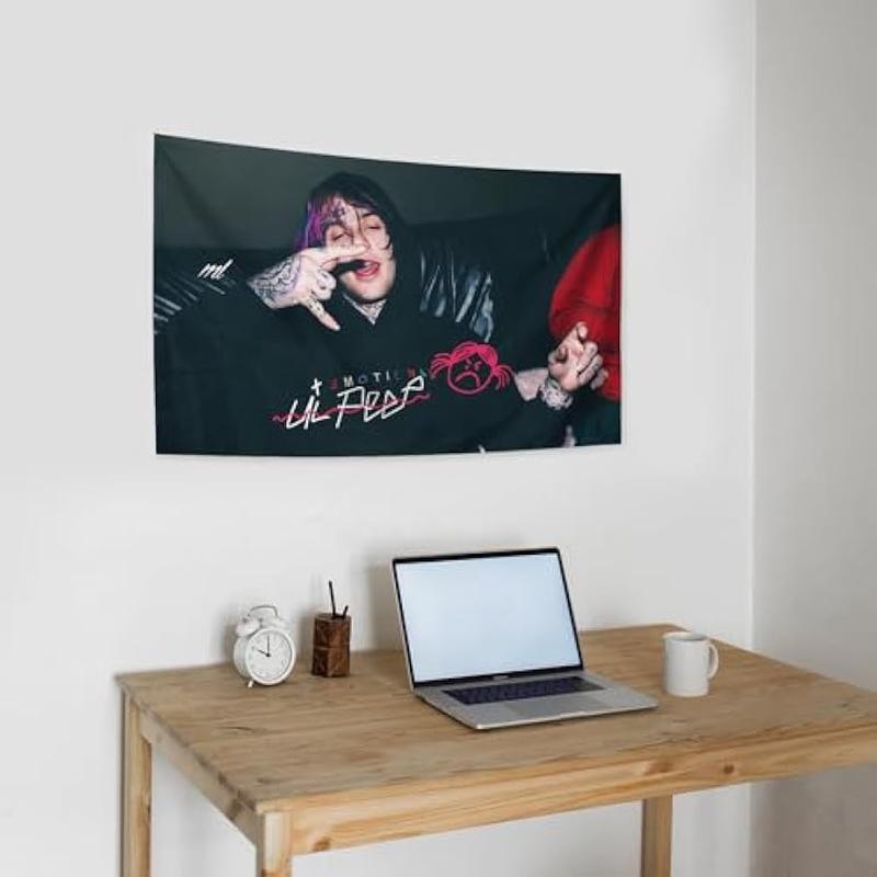 GLoGi Rap Singer Music Poster Lil Singer Peep Tapestry 3X5 Feet Home Decoration Tapestry Bedroom, Living Room, University Dormitory Decoration Available for Indoor and Outdoor Use