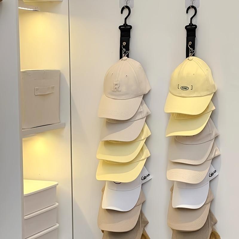 Baseball Cap Storage Hook, Wall Mounted Hat Storage Rack with 8 Clips, Multi-purpose Hat Organizer for Home Living Room Bedroom