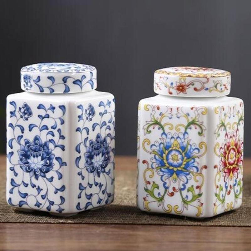 Ceramic Ginger Jar Porcelain Temple Jar Chinese  with Bottles  Canister Tin Organiser