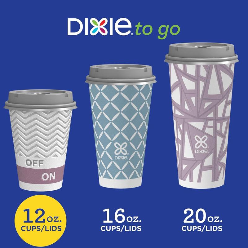 12 Oz Disposable Coffee Cups with Lids, 14 Count for On-The-Go Hot Beverages