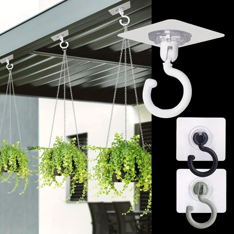 Rotatable Adhesive Ceiling Hook, Strong Sticky Hanger for Wind Chimes, Plants, and Decorations, No Drill, Easy Installation, Reusable Hanger