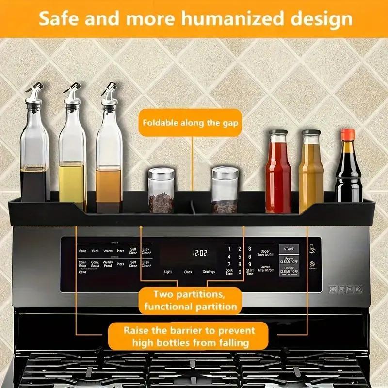 Silicone Magnetic Stovetop Shelf, 1 Count Heat-resistant Stovetop Organizer, Non-slip Magnetic Spice Rack Storage Rack, Home Space Saver