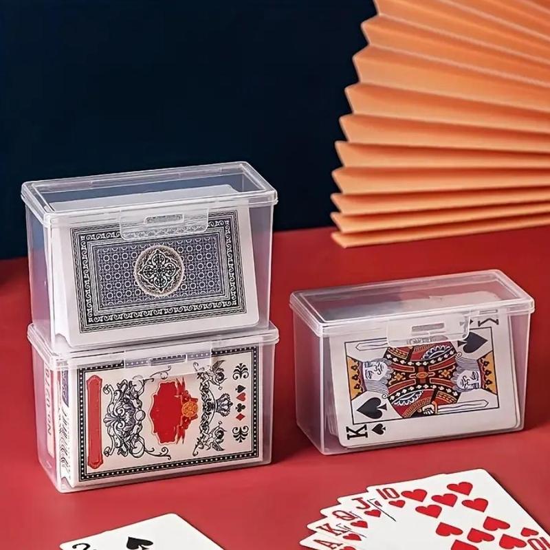 Card Storage Box, 2 Counts Clear Card Game Card Display Box, Poker Storage Box for Home Office