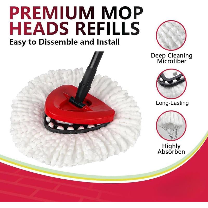 Mop Replacement Heads Compatible with O-Cedar EasyWring Spin Mop 4 Pack-Washable Microfiber Spin Head Refills-Easy Cleaning Mop Head Replacement