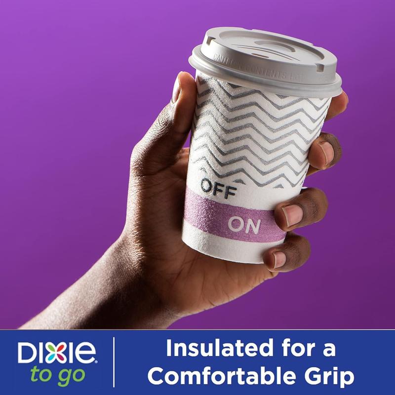 12 Oz Disposable Coffee Cups with Lids, 14 Count for On-The-Go Hot Beverages