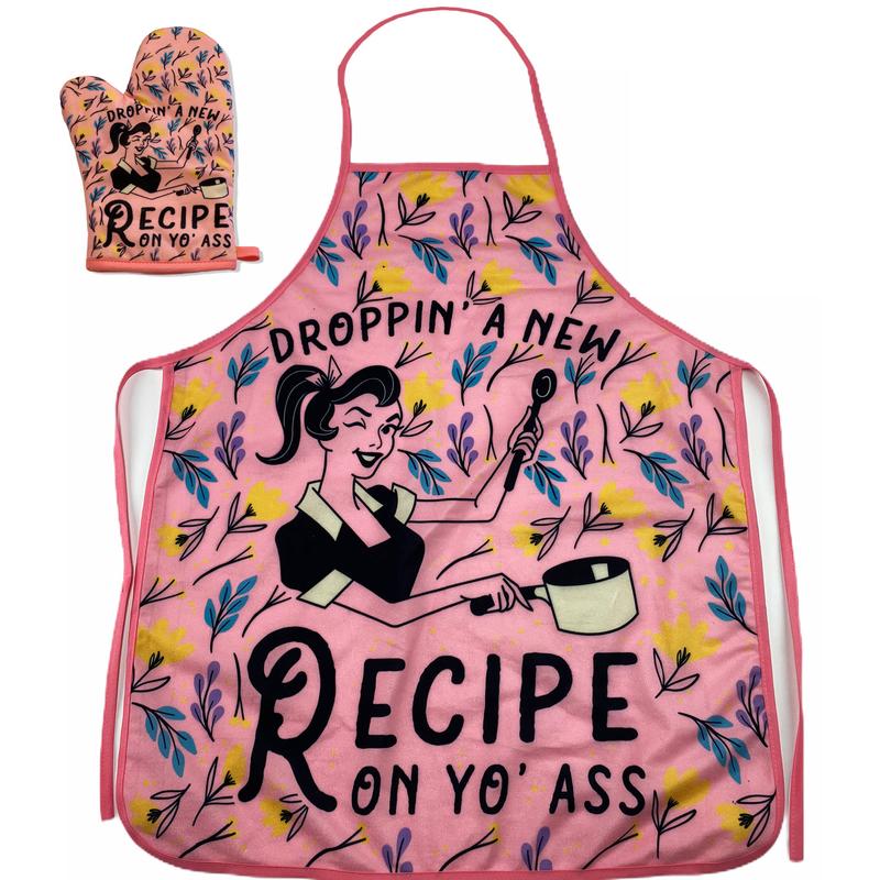 Droppin A New Recipe On Yo Ass Funny Cooking Kitchen Accessories Funny Graphic Kitchenwear Funny Food  Novelty Cookware Pink